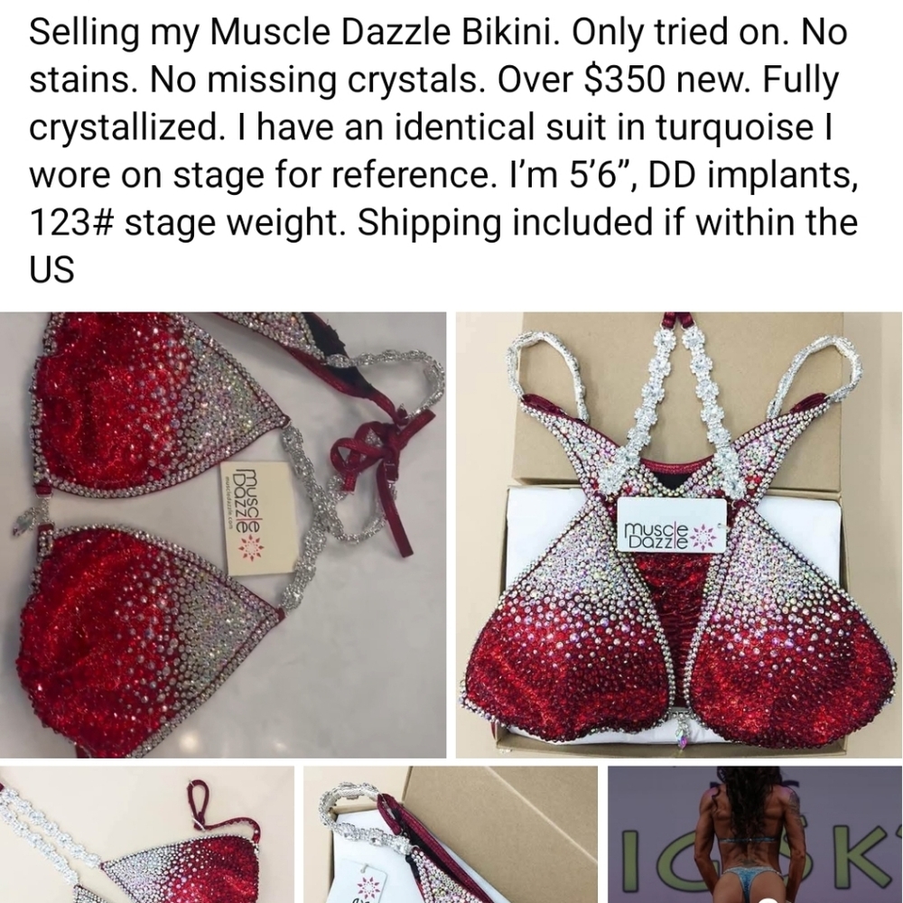 Women's Red and Silver Bikini Set